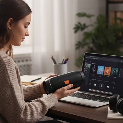Enceinte bluetooth dans mains
