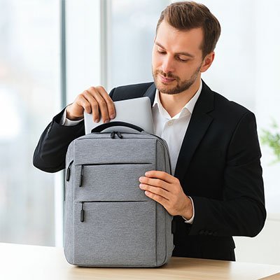 Sac dos ordinateur gris