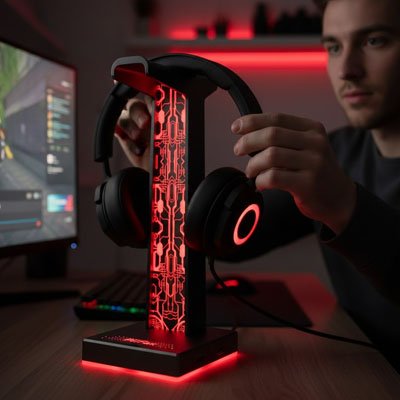 Support casque rouge