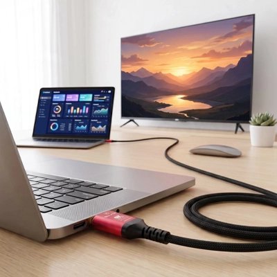 Cable hdmi 10m​ rouge connecter ordinateur
