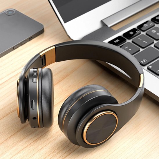 Casque audio sans fil noir or