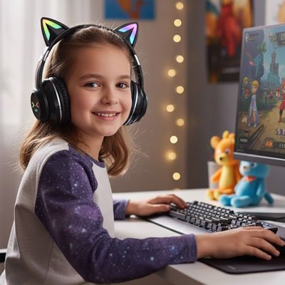 Casque bluetooth chat mignon