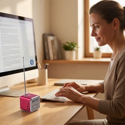 Enceintes bluetooth​ devant ecrans