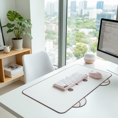 grands Tapis de souris blanc visage de chat  clavier 