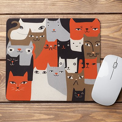 petit Tapis de souris avec chat orange gris blanc