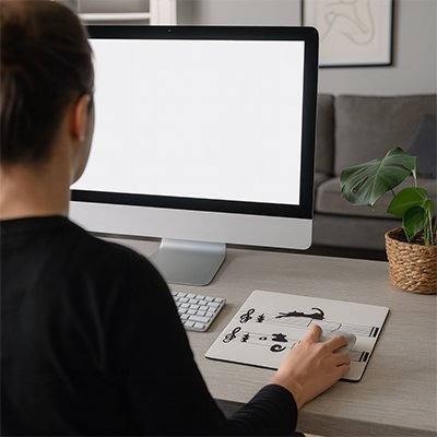 petit Tapis de souris blanc et noir avec notes musique