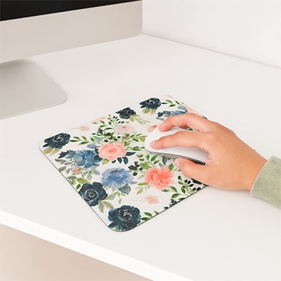 petit Tapis de souris fleurs bleu