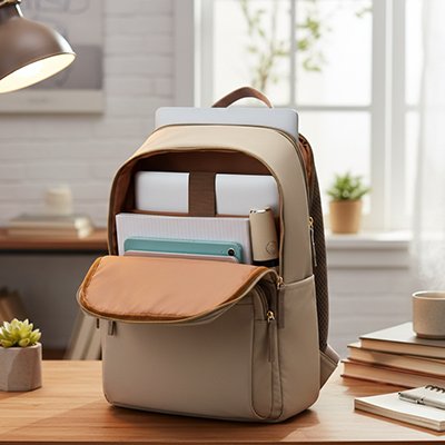 Sac a dos ordinateur femme beige seul