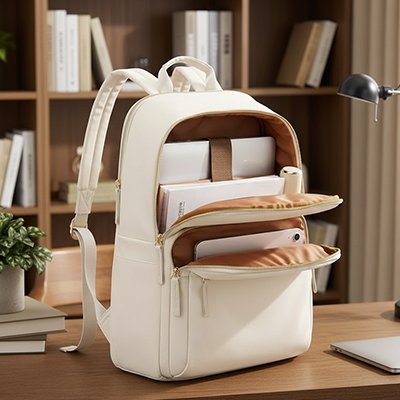 Sac a dos ordinateur femme beige