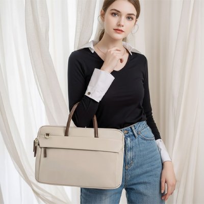 Sac ordinateur femme beige avec femme