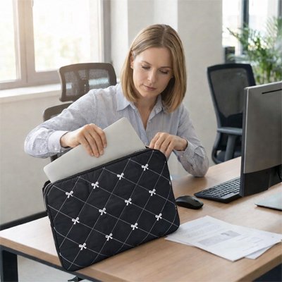 Sac ordinateur femme boucle blanc