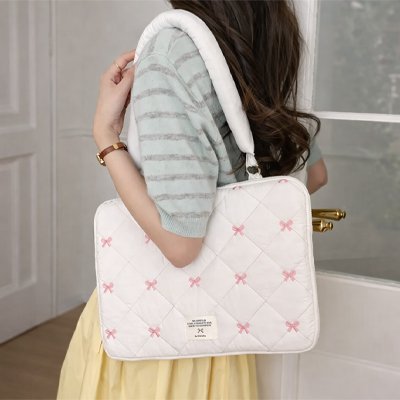 Sac ordinateur femme boucle rose