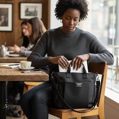 Sac ordinateur femme noir avec femme
