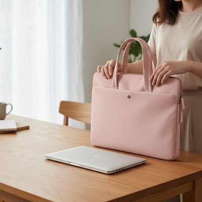 Sac ordinateur femme rose pale