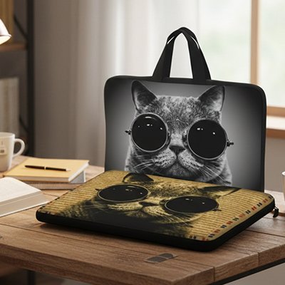 Sacoche ordinateur femme  chat lunette
