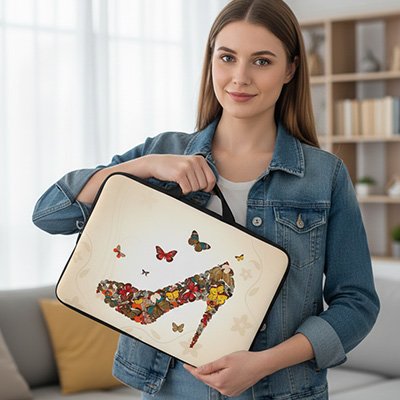 Sacoche ordinateur femme papillon