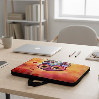 Sacoche ordinateur femme sur bureau