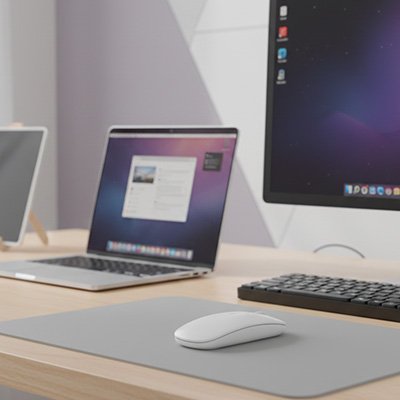 Souris bluetooth blanche avec ordinateur