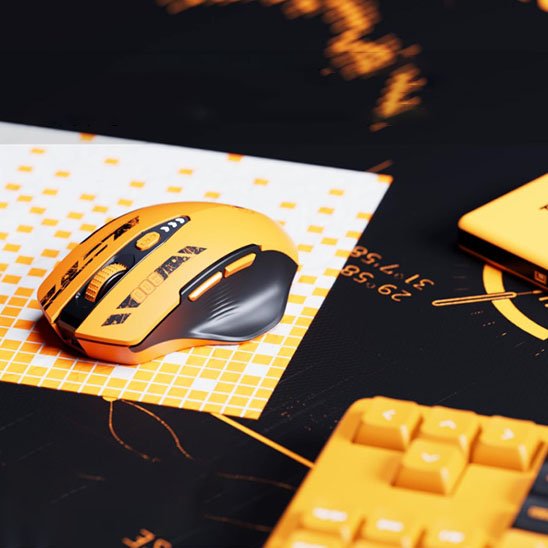 Souris sans fil orange gamer