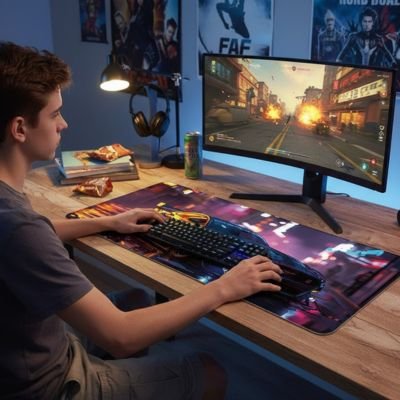 Sous main bureau auto colorer avec ordinateur