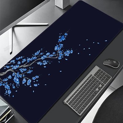 Sous main bureau avec feuillage bleu
