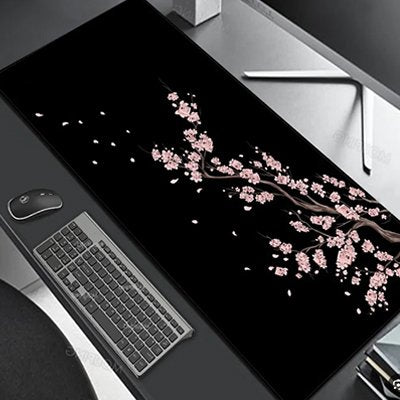 Sous main bureau avec feuillage rose