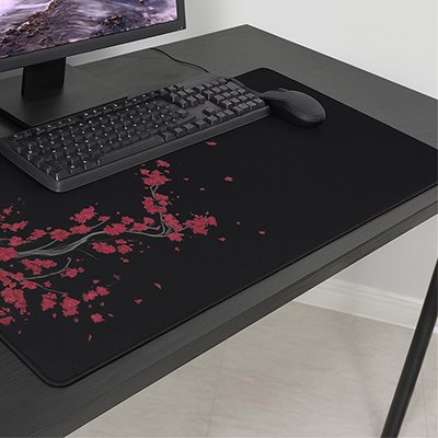 Sous main bureau avec feuillage rouge