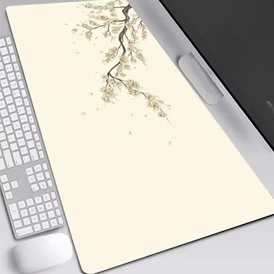 Sous main bureau blanc avec feuillage