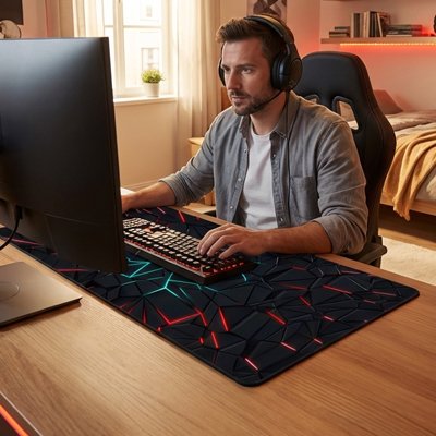 Sous main bureau colorer avec homme qui joue