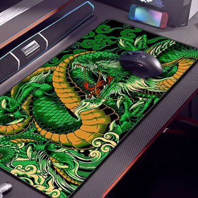 Sous main bureau dragon vert avec souris