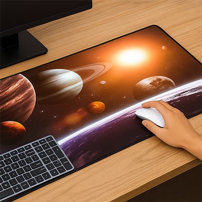 Sous main bureau espace avec planettes