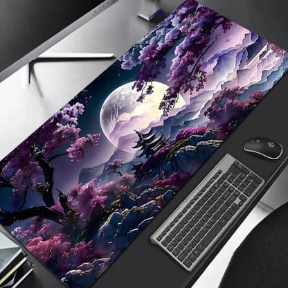 Sous main bureau fond nauve lune blanche