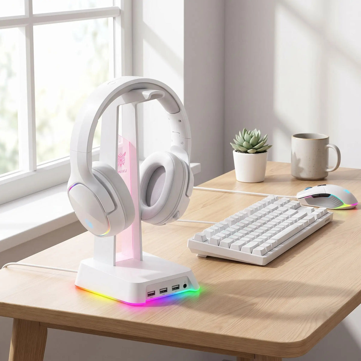 support casque blanc
