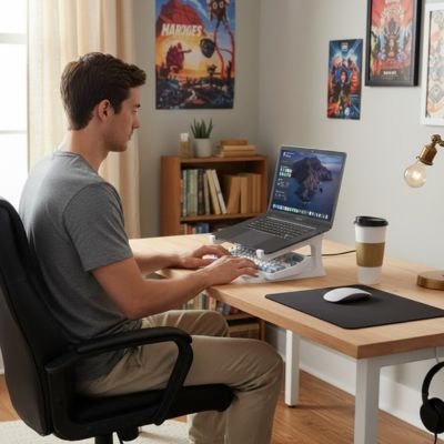 Support ordinateur portable avec homme