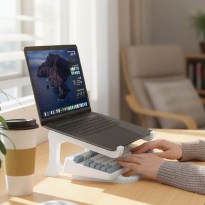 Support ordinateur portable avec ordinateur ouvert