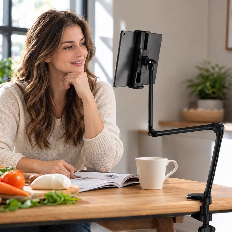 support tablette femme travaille