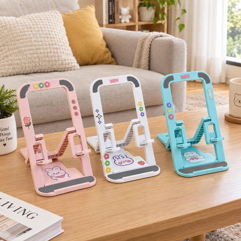 support telephone-bleu-rose-blanc