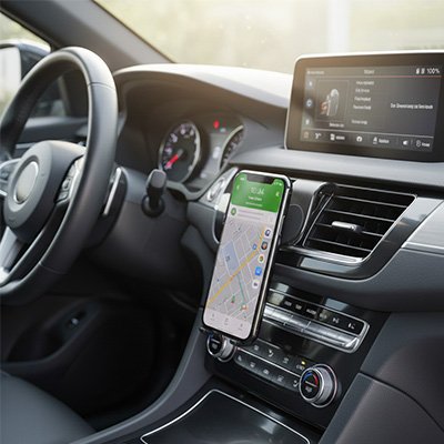 Support telephone voiture argent installer