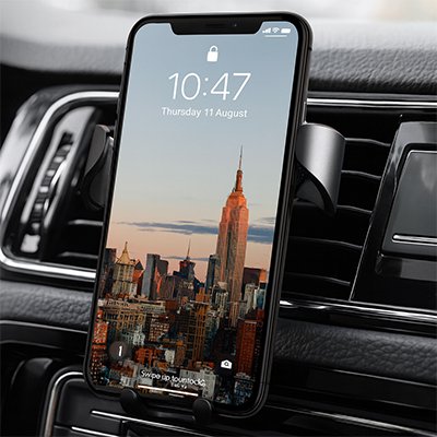 Support telephone voiture avec cellulaire ouvert