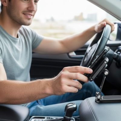 Support telephone voiture avec homme