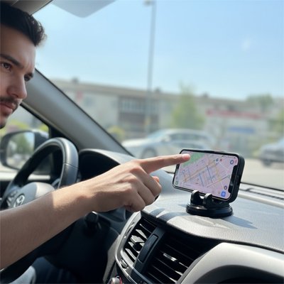 Support telephone voiture avec homme