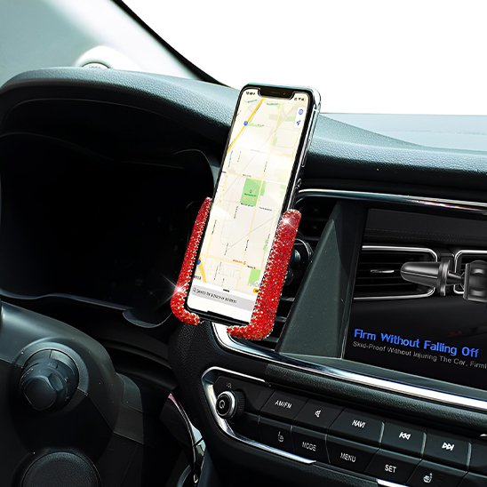 Support telephone voiture rouge avec telephone