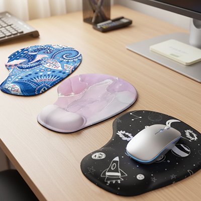 Tapis de souris ergonomique 3 couleur bleue rose noir