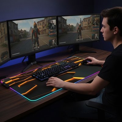Tapis de souris gamer avec trois ecran