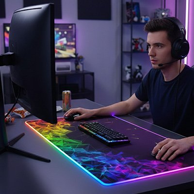Tapis de souris gamer devant ecran