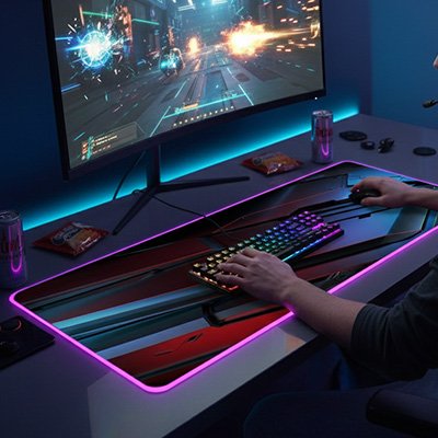 Tapis de souris gamer devant pc