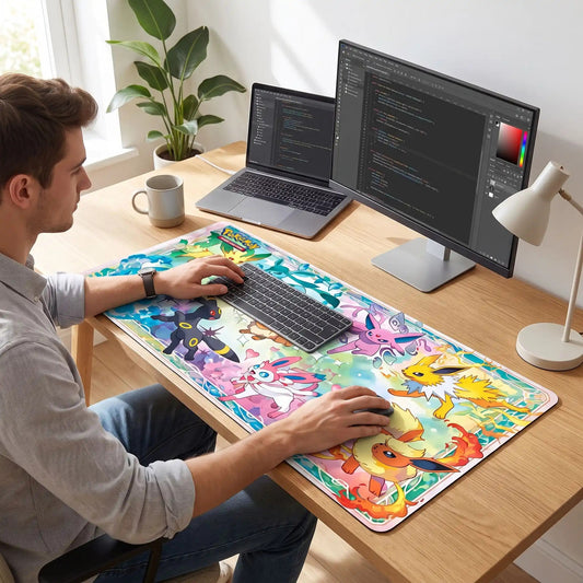Tapis de souris gamer homme devant so ordinateur 