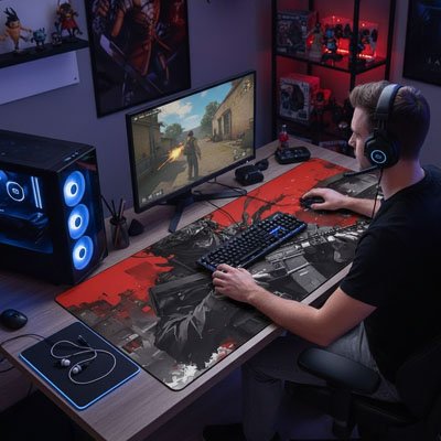 tapis de souris gamer rouge